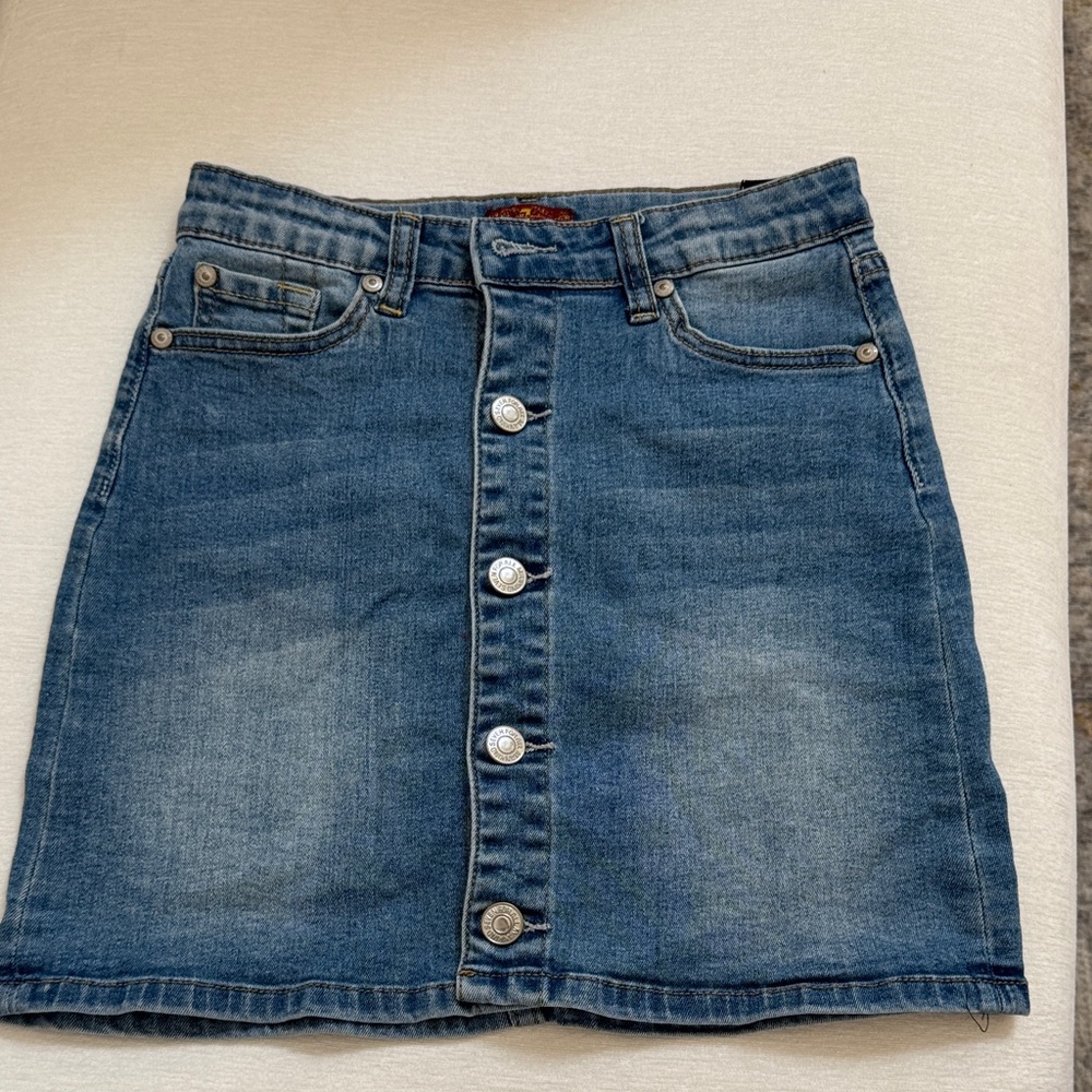 Denim Button-Front Skirt